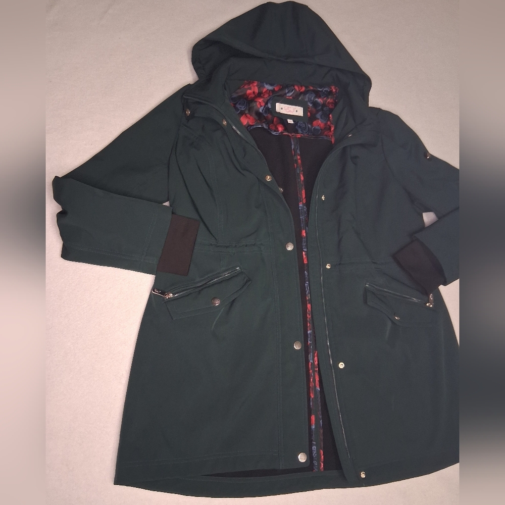 Eliza J Forest Green Hooded Utility Jacket - Picture 3 of 8